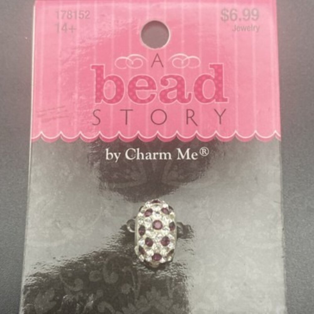 5x Rhinestone European Charm Bead A Bead Story By Charm Me NOS Red Purple Silver - Picture 2 of 7